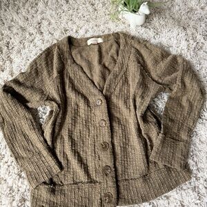 Vince Camuto Button-Up Knit Cardigan in Brown